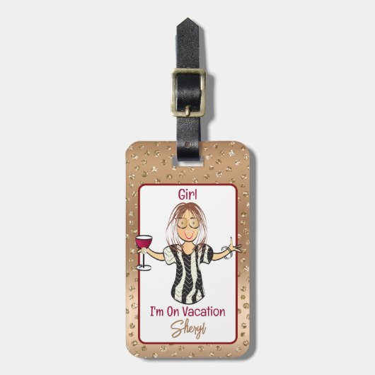 おもしろいことわざはっきりしたガーリーマンガ休暇 ラゲッジタグ (正面縦)