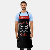 おもしろいことわざナチュラルグ生まれリラーブラックシェフ エプロン (着用した状態)