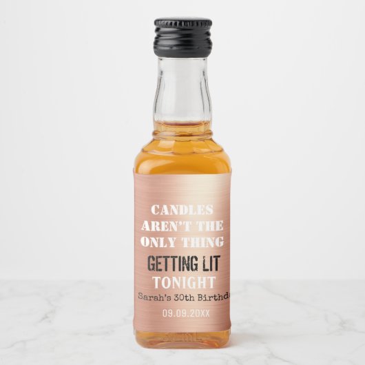 おもしろいことわざバラゴールドフォイル任意の年齢30歳の誕生日 リキュールボトルラベル (正面)