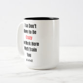 おもしろいことわざモダン共働き誕生日引用文コーヒー ツートーンマグカップ (正面左)