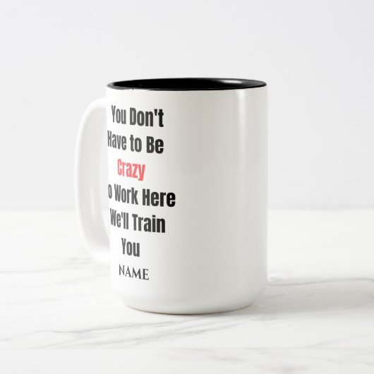 おもしろいことわざモダン共働き誕生日引用文コーヒー ツートーンマグカップ (正面左)