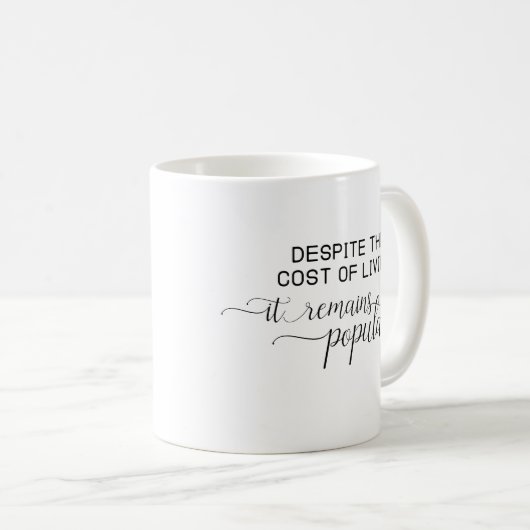 おもしろいことわざレタリングタイポグラフィ生活費 コーヒーマグカップ (正面右)