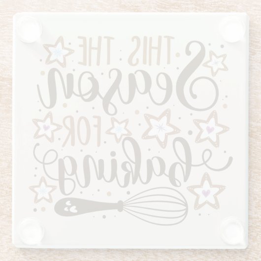 おもしろい'このシーズンズフォーベーキングデザイン ガラスコースター (裏面)