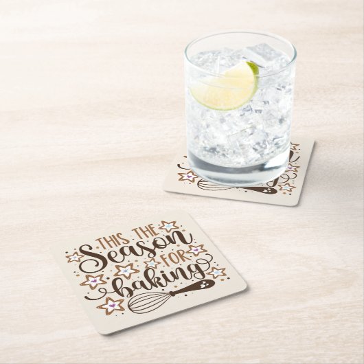 おもしろい'このシーズンズフォーベーキングデザイン スクエアペーパーコースター (インサイチュ)