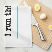 おもしろいこ走の白い布巾 キッチンタオル (四つ折り)