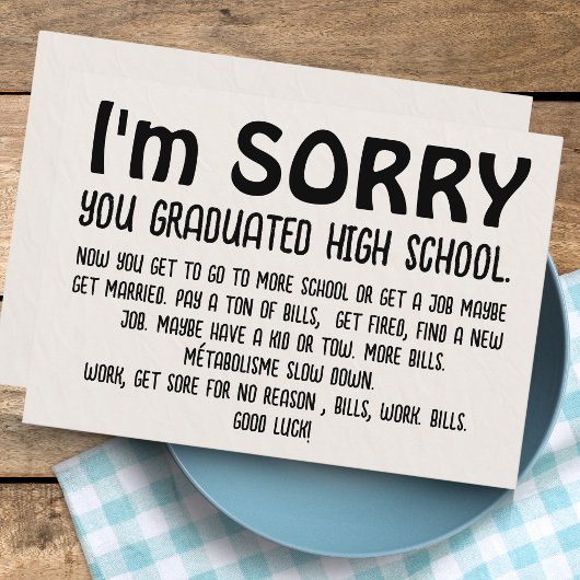 「おもしろいごめんグラード」卒業カード – 皮肉っぽい シーズンカード