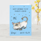 おもしろいさそり座のカード 十二星座の猫 占星術の星のサイン ホロスコープ カード (黄色い花)