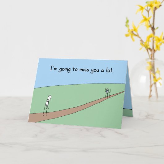 おもしろいさようなら:たくさん恋しく思行く カード (黄色い花)