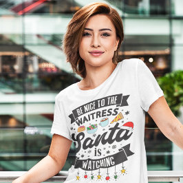 おもしろいさんSantaがT-Shを見ているウェイトレスに優しく Tシャツ