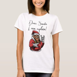 おもしろいさ親愛るサンタ Tシャツ