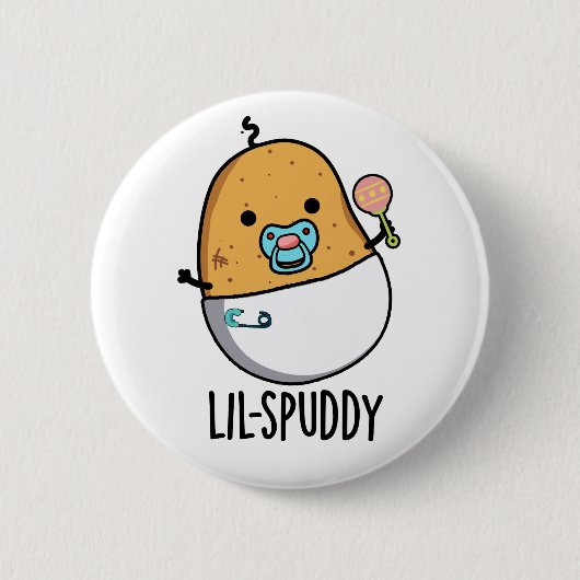 おもしろいじゃがいも駄洒落 Lil-spuddy 缶バッジ (正面)