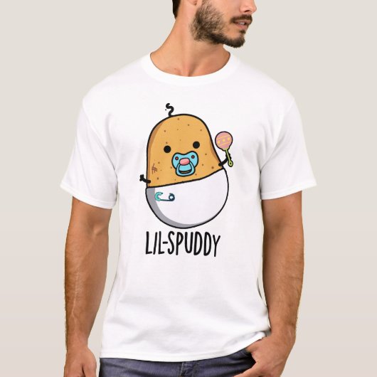 おもしろいじゃがいも駄洒落 Lil-spuddy Tシャツ (正面)