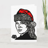 おもしろいすごいホリデークリスマスガールinサンタハット カード (正面)