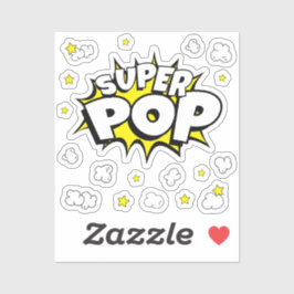 おもしろいすごいポップ・アートの!ポップコーンとスター付き | シール