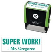 おもしろいすごい「WORK!」 +教育者カスタム名 セルフインキングスタンプ (インサイチュ)