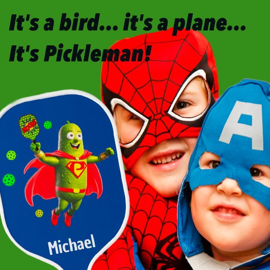 おもしろいすごいPickleman on Blueパーソナライズされた ピックルボールラケット
