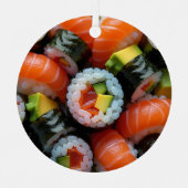 おもしろいすしプリンパーソナライズされたクリスマス メタルオーナメント (正面)