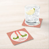 おもしろいすてき小妖精や小人レッグオンズストライプホリデイ スクエアペーパーコースター (インサイチュ)