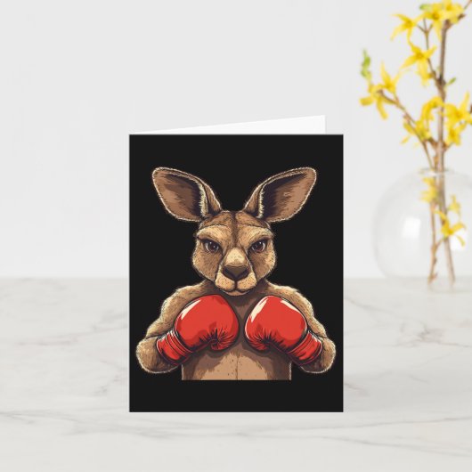 おもしろいすてき戦のための手袋を持つカンガルー カード (黄色い花)