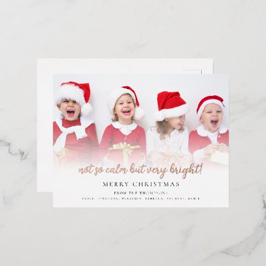 おもしろいそう穏やかではないが、非常に明るいスクリプト写真Glam 箔シーズンポストカード (正面/裏面)