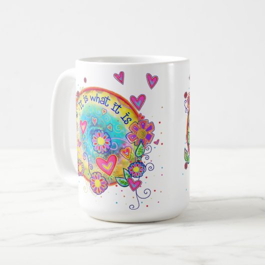 おもしろいそれが引用文フローラハート コーヒーマグカップ (正面左)