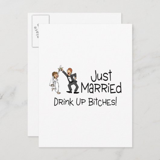おもしろいたった今結婚しました結婚トースト 案内ポストカード (正面/裏面)