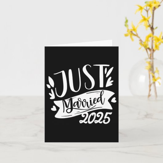 おもしろいたった今結婚しました2025かわいい花嫁と花婿マルリ カード (黄色い花)