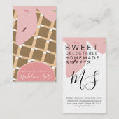 おもしろいつや消しドリップケーキベーカリーワッフルピンク 名刺 (正面/裏面)