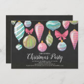 おもしろいつるのオーナメントクリスマスパーティの招待状 招待状 (正面/裏面)
