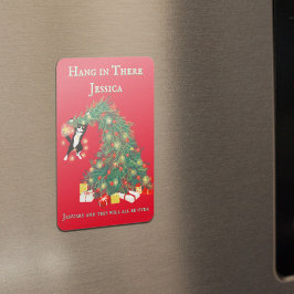 おもしろいつるクリスマスの木の猫 マグネット