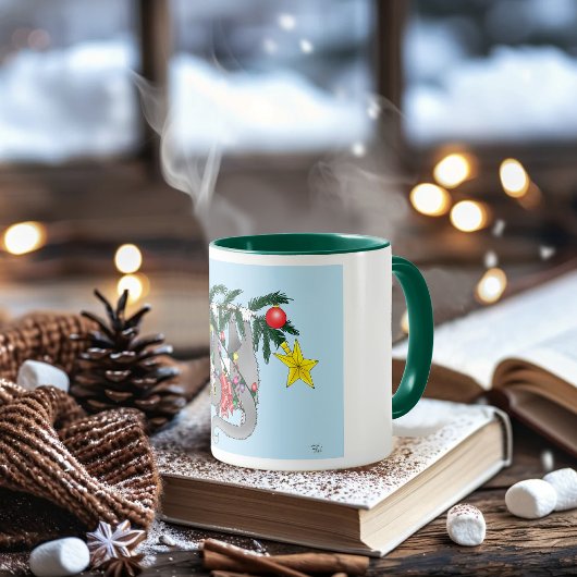 おもしろいつるクリスマス マグカップ