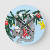 おもしろいつるクリスマス ラウンド壁時計 (正面)