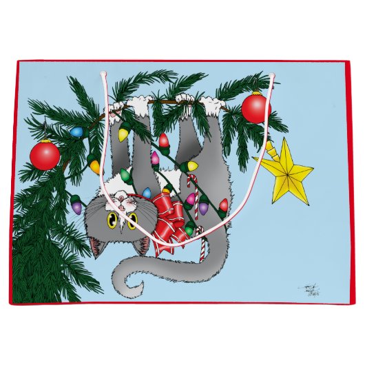 おもしろいつるクリスマス ラージペーパーバッグ (正面)
