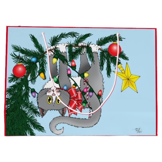 おもしろいつるクリスマス ラージペーパーバッグ (裏面)