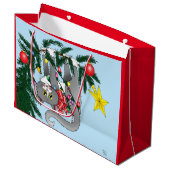 おもしろいつるクリスマス ラージペーパーバッグ (正面アングル)