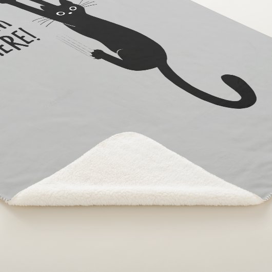 おもしろいつる黒猫が乗っつるている!ユーモアのある シェルパブランケット (3/4)