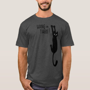 おもしろいつる黒猫が乗っつるている!ユーモアのある Tシャツ