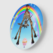 おもしろいでお洒落なキリンのカップケーキ及び虹 ラージ壁時計 (傾斜)