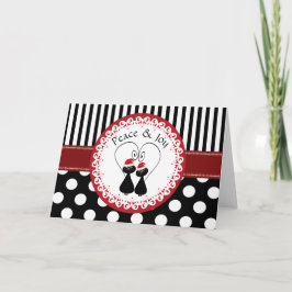 おもしろいでお洒落なクリスマス猫のカップルパターン シーズンカード