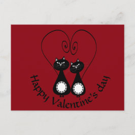 おもしろいでお洒落な猫愛カップルのモノグラム シーズンポストカード