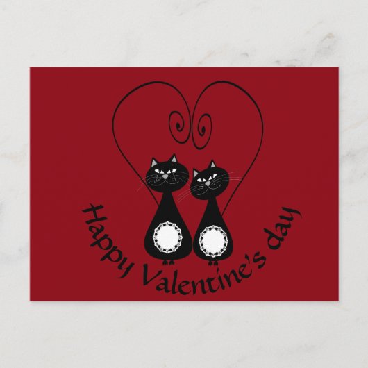 おもしろいでお洒落な猫愛カップルのモノグラム シーズンポストカード (正面)