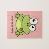 おもしろいでかわいいカエルの漫画の子供 ジグソーパズル (横)