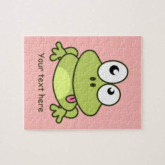 おもしろいでかわいいカエルの漫画の子供 ジグソーパズル (横)