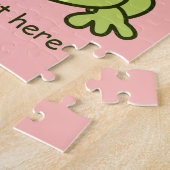 おもしろいでかわいいカエルの漫画の子供 ジグソーパズル (側面)