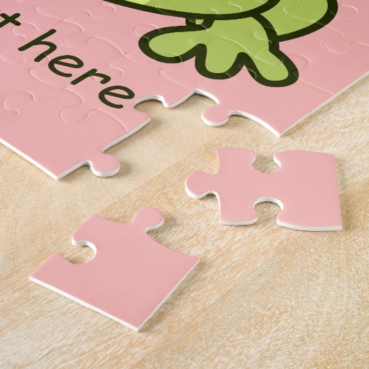 おもしろいでかわいいカエルの漫画の子供 ジグソーパズル (側面)