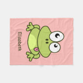 おもしろいでかわいいカエルの漫画は名前をからかいます フリースブランケット (正面(横))