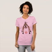 おもしろいでかわいいキリンおよびカップケーキ Tシャツ (正面フル)