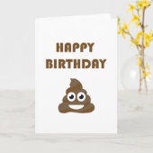 おもしろいでかわいいハッピーバースデーのパーティーのウンチEmoji カード (黄色い花)