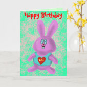 おもしろいでかわいいバニーのハッピーバースデーカード カード (黄色い花)