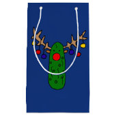 おもしろいでかわいいピクルスのトナカイのクリスマスのギフトバッグ スモールペーパーバッグ (正面)